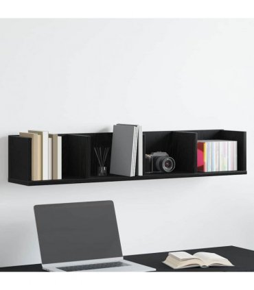vidaXL Wall Shelf Black Oak 100 x 18 x 18 cm Engineered Wood