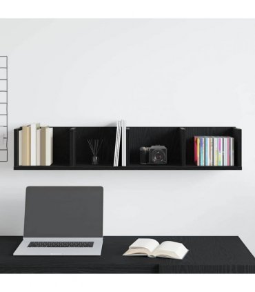 vidaXL Wall Shelf Black Oak 100 x 18 x 18 cm Engineered Wood