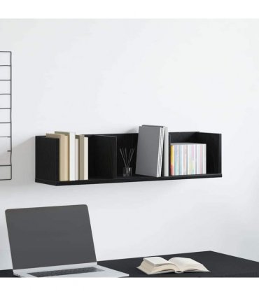 vidaXL Wall Shelf with Shelf Black Oak 75 x 18 x 18 cm Engineered Wood