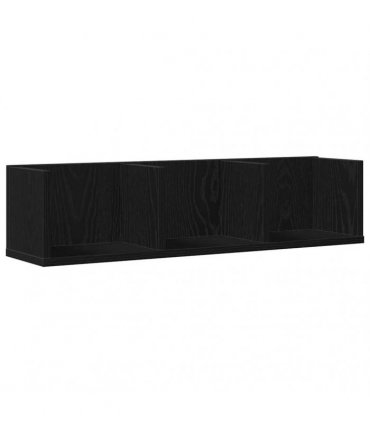 vidaXL Wall Shelf with Shelf Black Oak 75 x 18 x 18 cm Engineered Wood