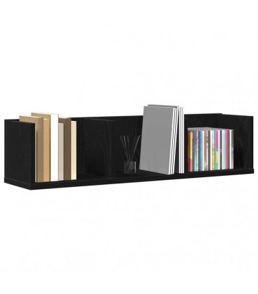 vidaXL Wall Shelf with Shelf Black Oak 75 x 18 x 18 cm Engineered Wood