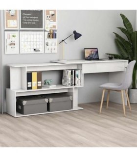 vidaXL Corner Desk High Gloss White 200x50x76 cm Engineered Wood