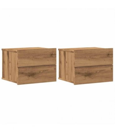 vidaXL Wall-mounted Bedside Cabinets 2 pcs Artisan Oak 40x32x30 cm — Size: 40x30x30 cm