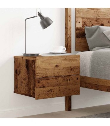 vidaXL Wall-mounted Bedside Cabinet Old Wood 40x32x30 cm — Size: 40x30x30 cm