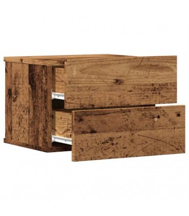 vidaXL Wall-mounted Bedside Cabinet Old Wood 40x32x30 cm — Size: 40x30x30 cm