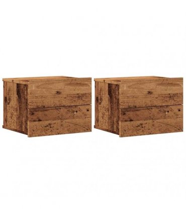 vidaXL Wall-mounted Bedside Cabinets 2 pcs Old Wood 40x32x30 cm — Size: 40x30x30 cm