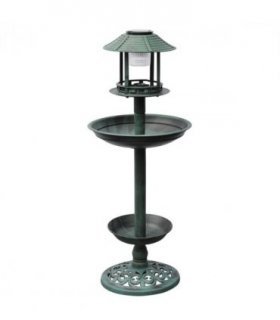 vidaXL Bird Bath/ Feeder with Solar Light — Colour: green