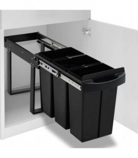 vidaXL Kitchen Cupboard Pull-out Dustbin Soft-Close 36 L — Size: 51.8 x 26 x 41.3 cm