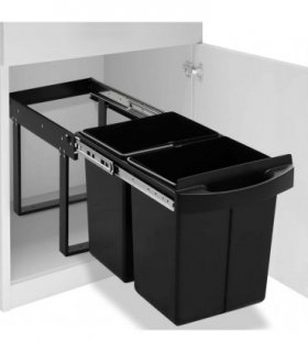 vidaXL Kitchen Cupboard Pull-out Dustbin Soft-Close 48 L — Size: 51.8 x 34 x 41.3 cm