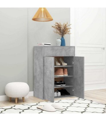 vidaXL Shoe Rack | Concrete grey | Engineered wood | Compact | Shoe Cabinet