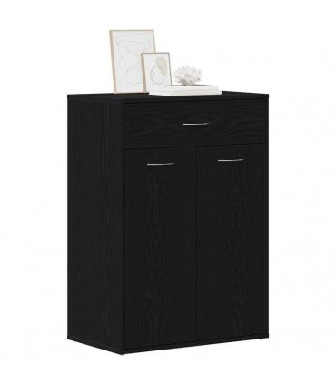 vidaXL Shoe Rack with Drawer Black Oak 60 x 35 x 84 cm Engineered Wood