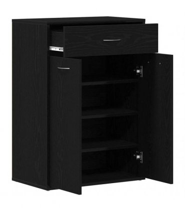 vidaXL Shoe Rack with Drawer Black Oak 60 x 35 x 84 cm Engineered Wood