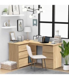 vidaXL Corner Desk Sonoma Oak 145x100x76 cm Engineered Wood