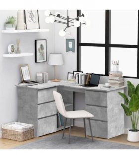 vidaXL Corner Desk Concrete Grey 145x100x76 cm Engineered Wood