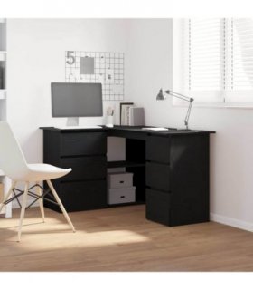 vidaXL Desk with Drawer Black Oak 145 x 100 x 76 cm Engineered Wood