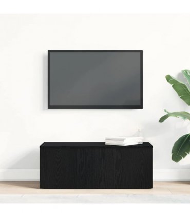 vidaXL TV Cabinet with Drawer Black Oak 80x34x30 cm Engineered Wood