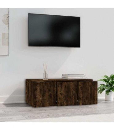 vidaXL TV Cabinet Smoked Oak 80x34x30 cm Engineered Wood