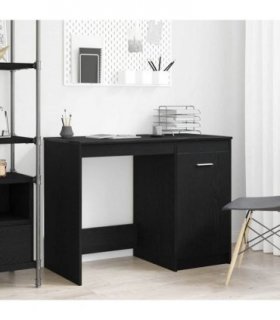 vidaXL Desk with Storage Black Oak 100 x 50 x 76 cm Engineered Wood