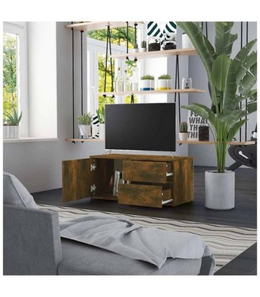 vidaXL TV Cabinet Smoked Oak 80x34x36 cm Engineered Wood