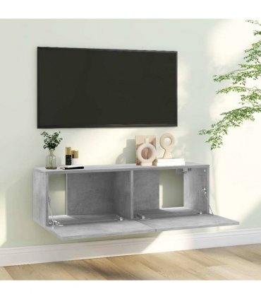 vidaXL TV Cabinet Concrete Grey 100x30x30 cm Engineered Wood