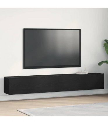 vidaXL TV Cabinet 2 pcs Black 100 x 30 x 30 cm Engineered Wood — Colour: Black oak