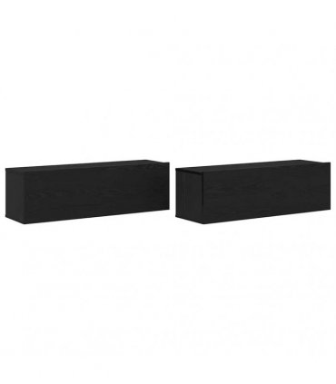 vidaXL TV Cabinet 2 pcs Black 100 x 30 x 30 cm Engineered Wood — Colour: Black oak
