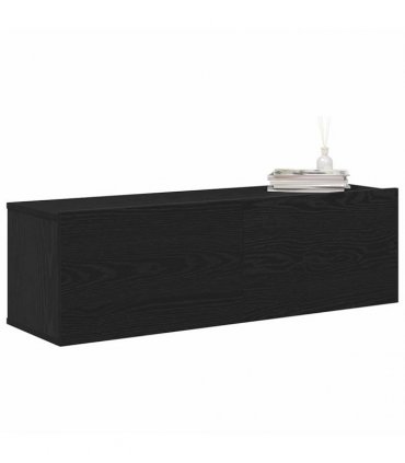 vidaXL TV Cabinet 2 pcs Black 100 x 30 x 30 cm Engineered Wood — Colour: Black oak