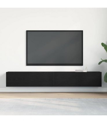 vidaXL TV Cabinet 2 pcs Black 100 x 30 x 30 cm Engineered Wood — Colour: Black oak