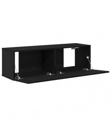 vidaXL TV Cabinet 2 pcs Black 100 x 30 x 30 cm Engineered Wood — Colour: Black oak