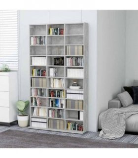 vidaXL CD Cabinet Concrete Grey 102x16x177.5 cm Engineered Wood