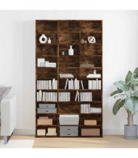 vidaXL CD Cabinet Smoked Oak 102x23x177.5 cm Engineered Wood