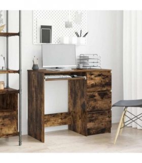 vidaXL Desk Smoked Oak 90x45x76 cm Engineered Wood