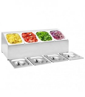 vidaXL Gastronorm Container Holder with 4 GN 1/6 Pan Stainless Steel — Size: 22.5 x 66 x 21.5 cm