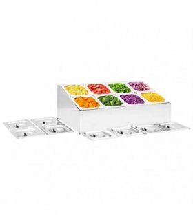 vidaXL Gastronorm Container Holder with 8 GN 1/6 Pan Stainless Steel — Size: 66.8 x 40 x 25 cm