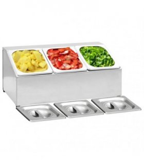 vidaXL Gastronorm Container Holder with 3 GN 1/6 Pan Stainless Steel — Size: 22.5 x 49.7 x 21.5 cm