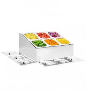 vidaXL Gastronorm Container Holder with 6 GN 1/6 Pan Stainless Steel — Size: 40 x 50.3 x 25 cm