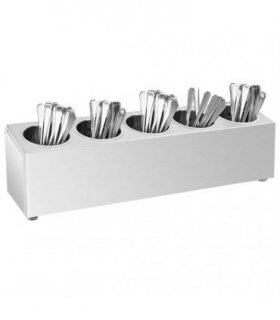 vidaXL Cutlery Holder 5 Grids Rectangular Stainless Steel — Size: 63 x 15 x 18 cm
