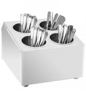 vidaXL Cutlery Holder 4 Grids Square Stainless Steel — Size: 26.5 x 30.5 x 20 cm