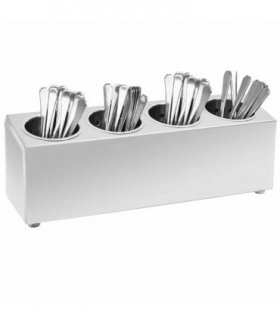 vidaXL Cutlery Holder 4 Grids Rectangular Stainless Steel — Size: 50.5 x 15 x 18 cm