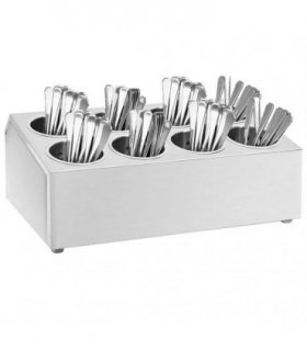 vidaXL Cutlery Holder 8 Grids Rectangular Stainless Steel — Size: 50.5 x 30.5 x 20 cm