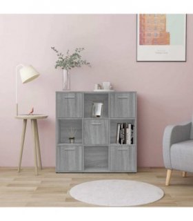 vidaXL Book Cabinet Grey Sonoma 90x30x90 cm Engineered Wood