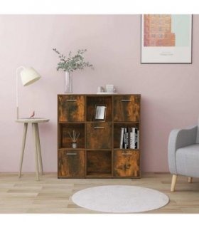 vidaXL Book Cabinet Smoked Oak 90x30x90 cm Engineered Wood