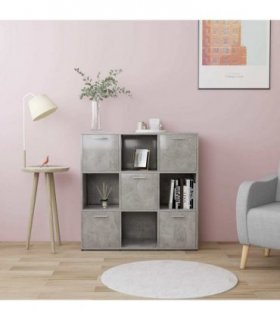 vidaXL Book Cabinet Concrete Grey 90x30x90 cm Engineered Wood