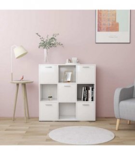 vidaXL Book Cabinet White 90x30x90 cm Engineered Wood
