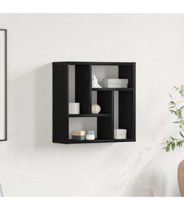 vidaXL Wall Shelf Black Oak 45x16x45 cm Engineered Wood