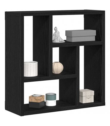 vidaXL Wall Shelf Black Oak 45x16x45 cm Engineered Wood