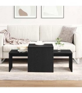 vidaXL Nesting Tables Black Oak 100 x 48 x 40 cm Engineered Wood