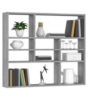 vidaXL Wall Shelf Grey Sonoma 90x16x78 cm Engineered Wood