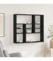 vidaXL Wall Shelf Black Oak 90x16x78 cm Engineered Wood
