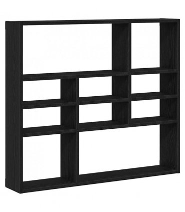 vidaXL Wall Shelf Black Oak 90x16x78 cm Engineered Wood